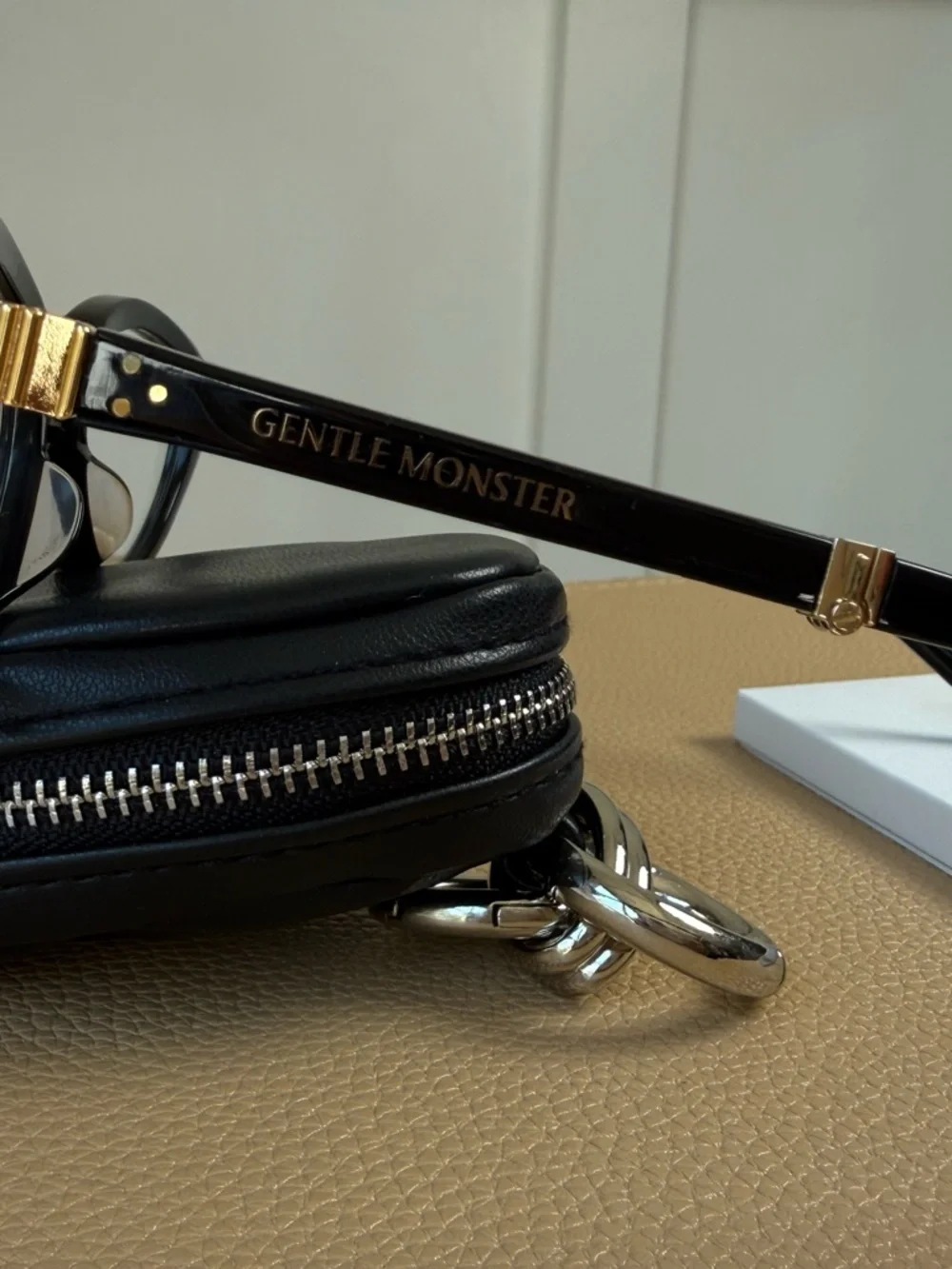 GENTLE MONSTER Black Acetate Sunglasses with Gold Logo - Picture 6 of 11